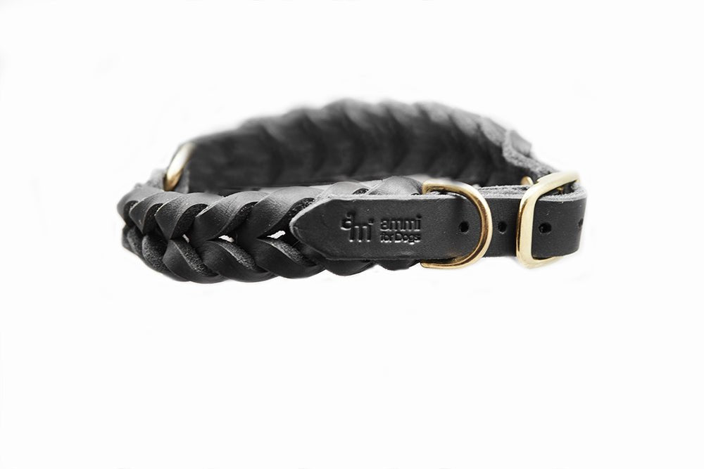 Fettlederhalsband geflochten - ammi® for Dogs