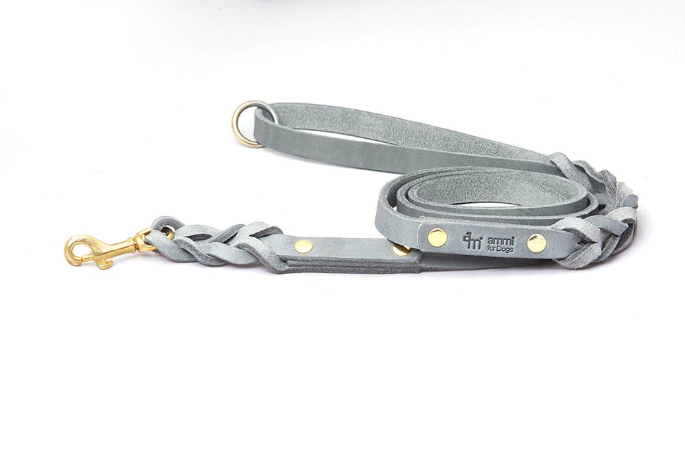 Fettlederleine mit Handschlaufe geflochten - ammi® for Dogs