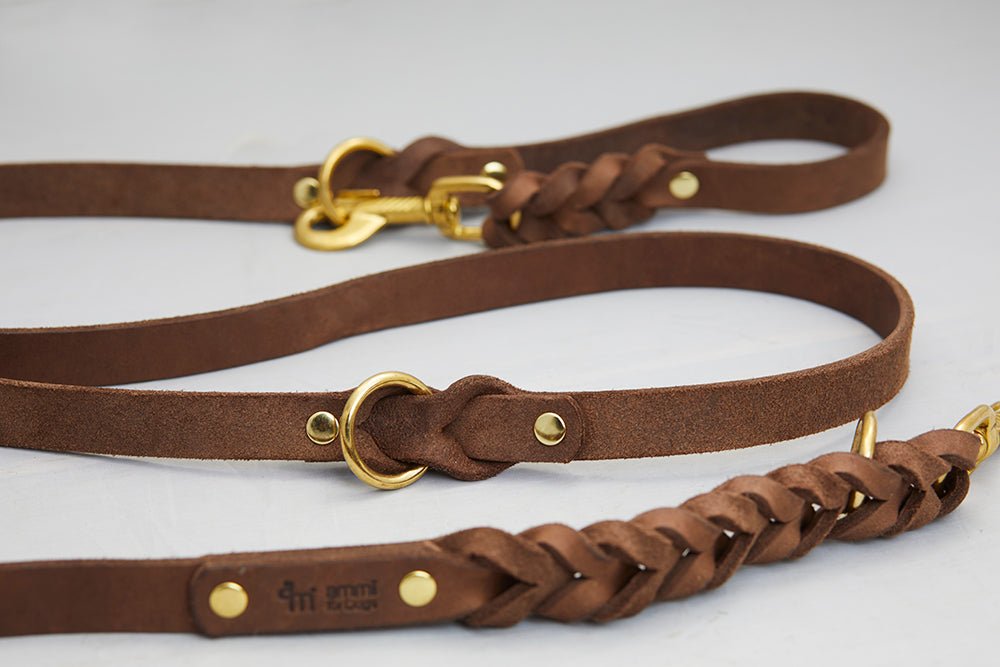 Fettlederleine 3 - fach verstellbar - ammi® for Dogs