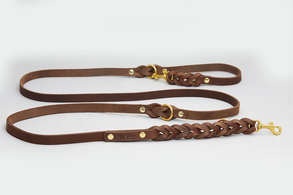 Fettlederleine 3 - fach verstellbar - ammi® for Dogs