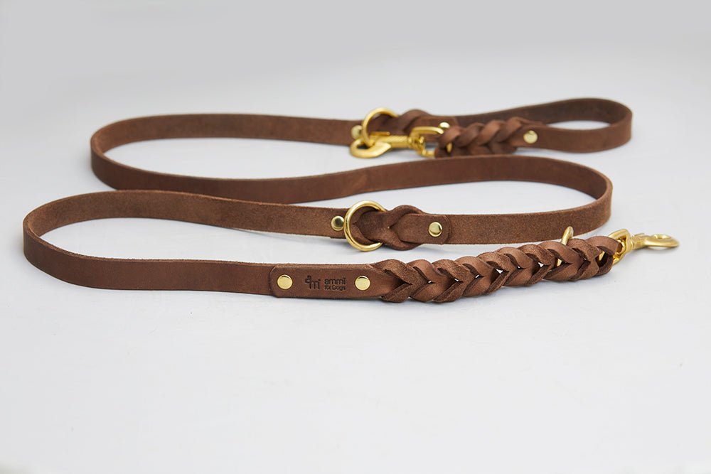 Fettlederleine 3 - fach verstellbar - ammi® for Dogs