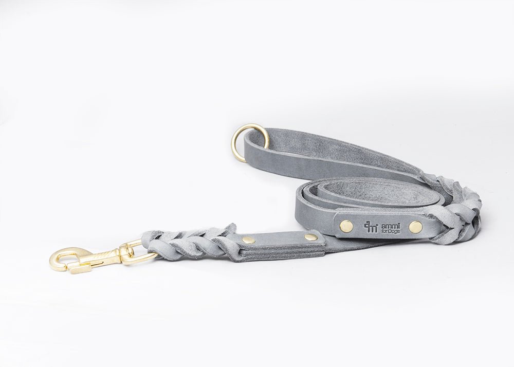 Fettlederleine mit Handschlaufe geflochten - ammi® for Dogs