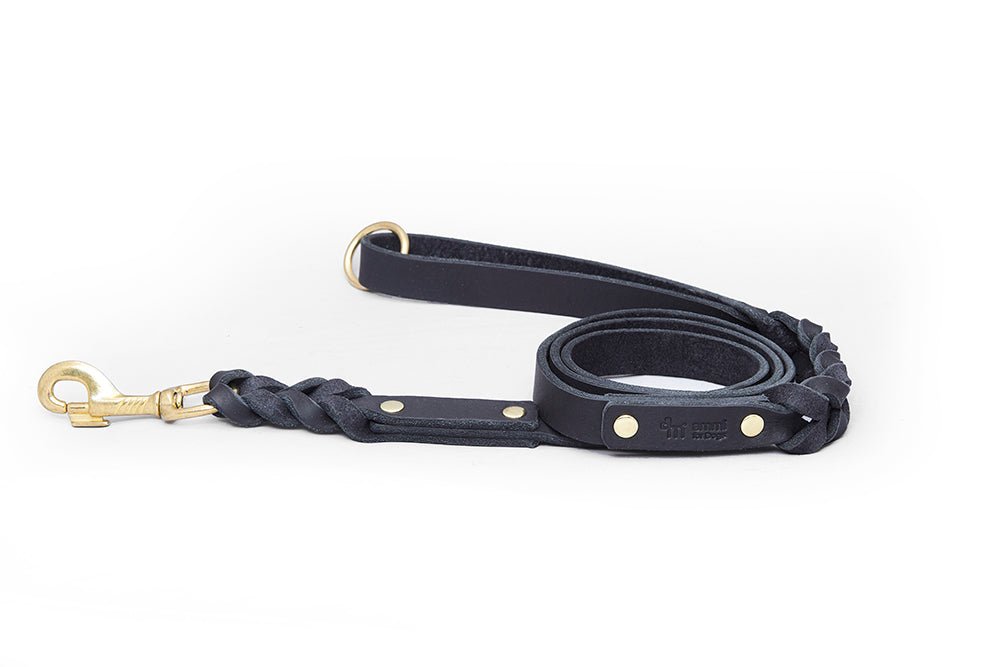 Fettlederleine mit Handschlaufe geflochten - ammi® for Dogs