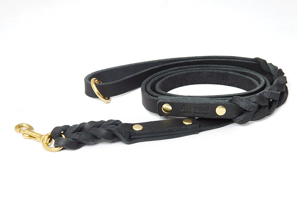 Fettlederleine mit Handschlaufe geflochten - ammi® for Dogs